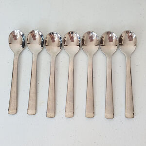 (7) Gingko Helmick Glossy 18/10 Stainless Steel Demitasse Coffee Spoons 4.5"